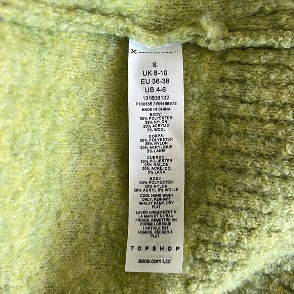 NWOT Topshop ASOS knitted fluffy sweater in green Size S - Picture 6 of 10